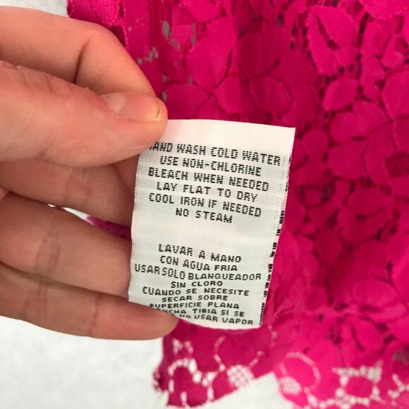 Nanette Lepore Top Womens Medium Pink Floral Lace Scalloped Feminine Sheer Twee‎ - Picture 10 of 10